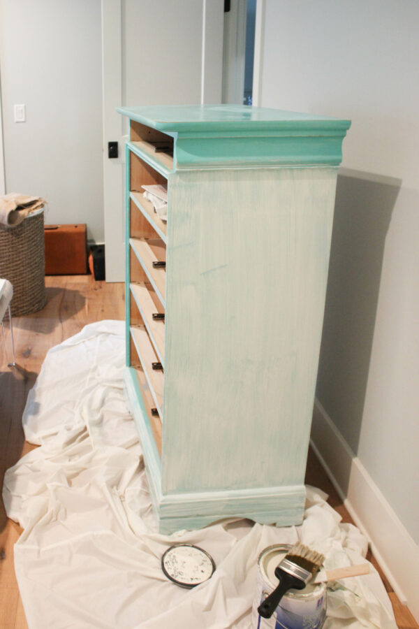 How to Paint Over Bright Colored Furniture-Dresser Makeover