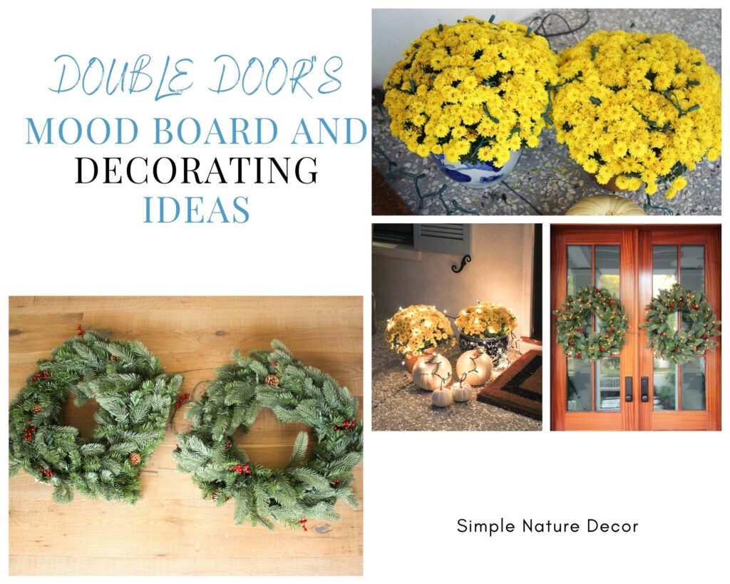 Mood board for How To Decorate Double Front Doors For the Holidays 