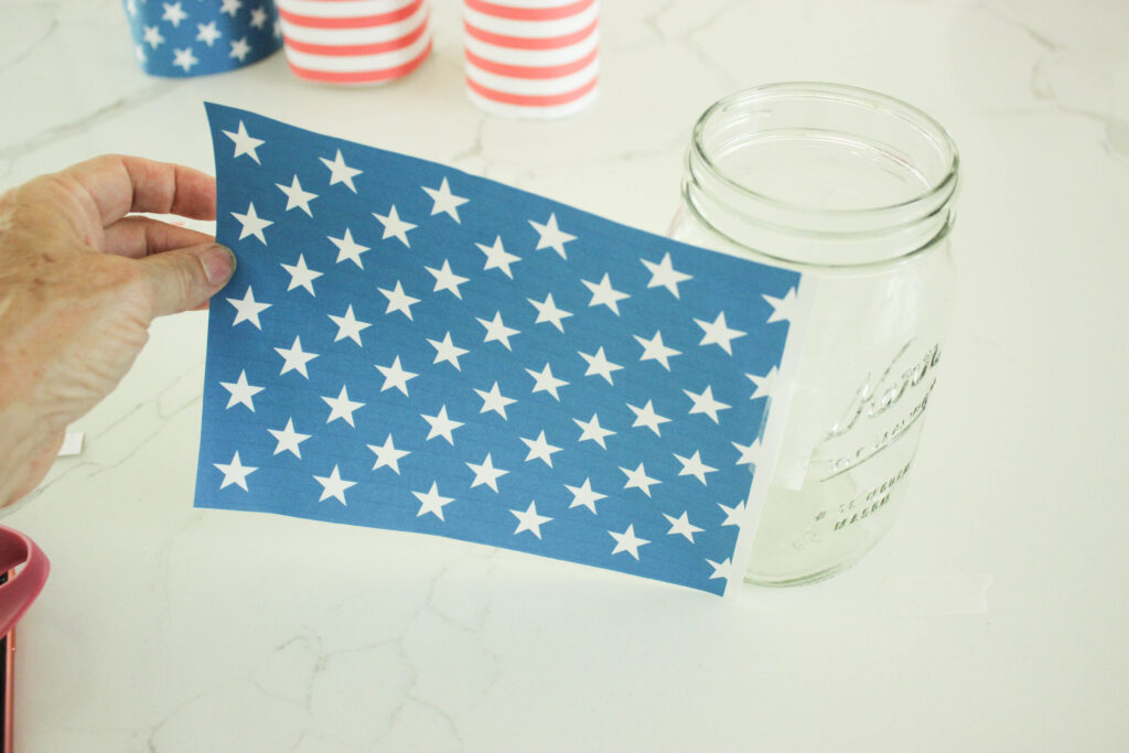 Mason Jar Lanterns With Stars and Stripe Printables