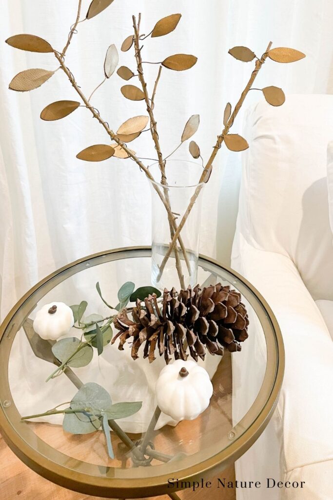 DIY Gold Spray-Painted Branches and Leaves